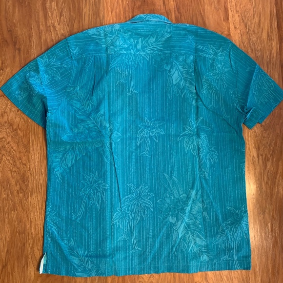 Tommy Bahama large men’s teal blue tropical shirt 100 percent silk - Picture 3 of 10